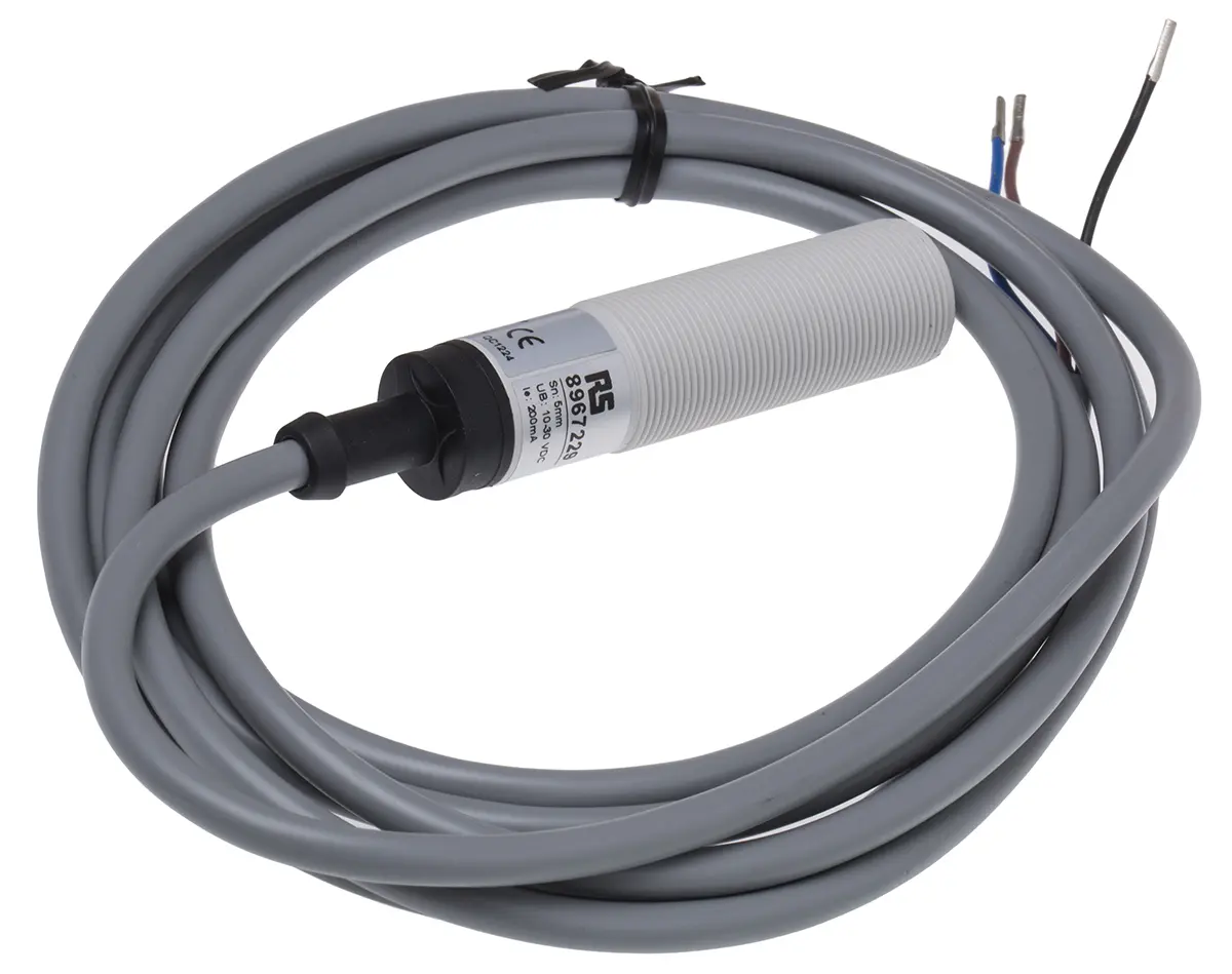 Produktfoto 1 von RS PRO M18 Näherungssensor Kapazitiv, Gewinderohr 5 mm NPN 10 → 30 V dc / 200 mA NO, IP67