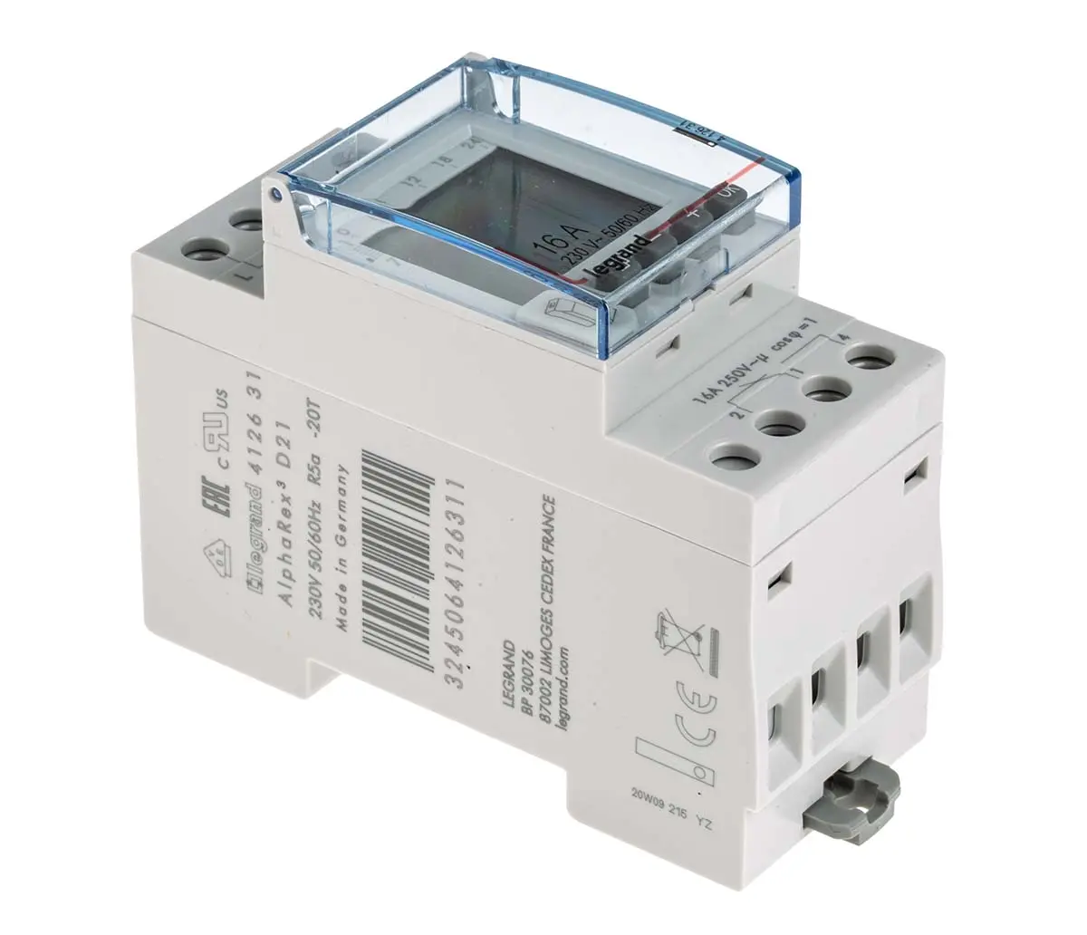 Produktfoto 1 von Legrand Digital DIN-Schienen-Zeitschaltuhr 230 V ac, Stunden, Sekunden, Minuten, 2-Kanal