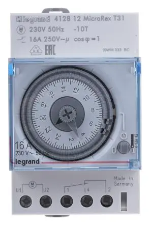 Produktfoto 1 von Legrand Analog DIN-Schienen-Zeitschaltuhr 230V ac, Minuten, Sekunden, Stunden, 3-Kanal