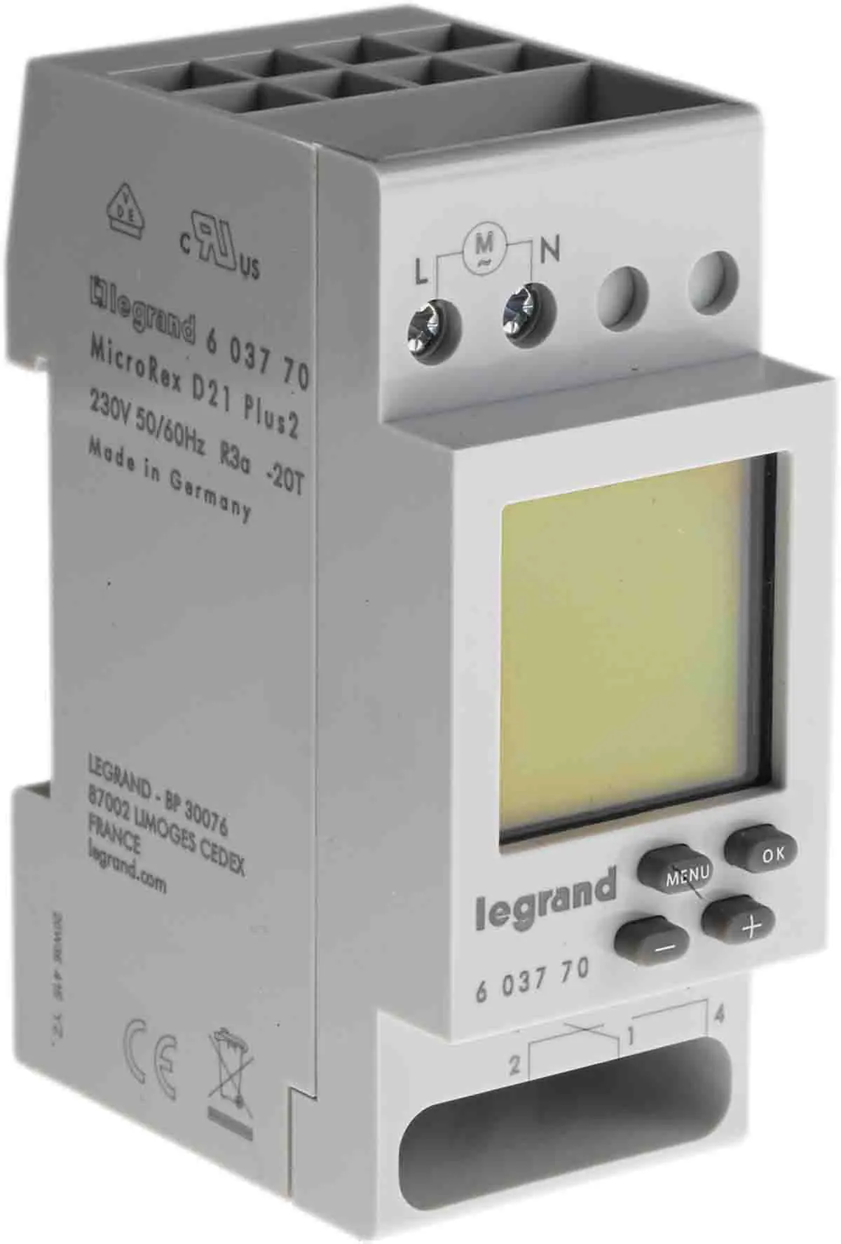 Produktfoto 1 von Legrand Digital MicroRex Plus 2 DIN-Schienen-Zeitschaltuhr 230 V ac, Sekunden, Stunden, Minuten, 1-Kanal
