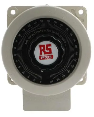 Produktfoto 1 von RS PRO Stelltransformator 2.4 kVA, Primär 240 V / Sekundär 0 to 270 V, 1 Phasen Oberfläche Rechtsdrehend 1 Ausg.