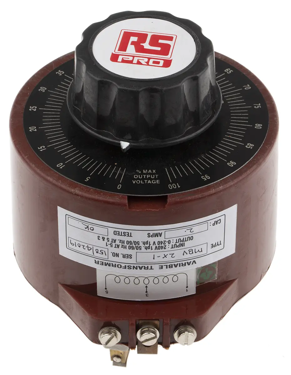 RS PRO Stelltransformator, Primär 240V / Sekundär 0 → 240V 480VA 1-phasig Oberflächenmontage Rechtsdrehend 1