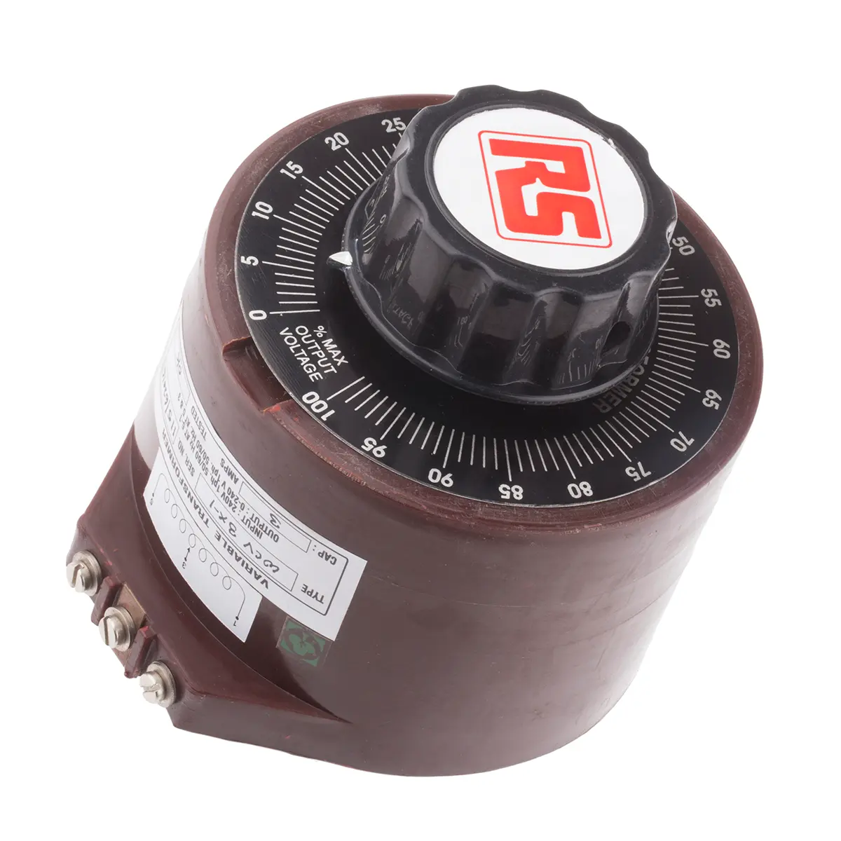RS PRO Stelltransformator, Primär 240V / Sekundär 0 → 240V 720VA 1-phasig Oberflächenmontage Rechtsdrehend 1
