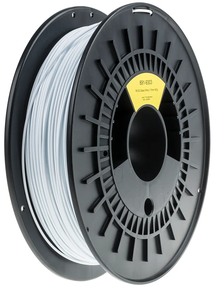 Produktfoto 1 von RS PRO Polyethylenterephthalat Glykol 3D-Drucker Filament zur Verwendung mit Gängige Desktop-3D-Drucker, Weiß, 1.75 mm,