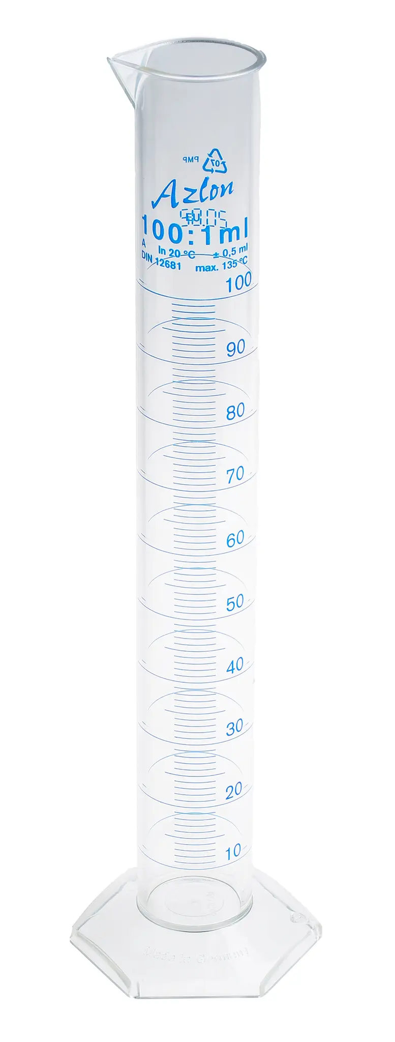 Produktfoto 1 von RS PRO Polymethylpenten Messzylinder, 100ml, L. 250 mm