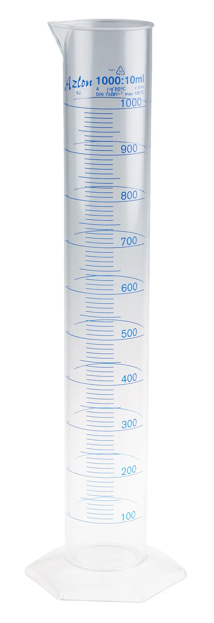 Produktfoto 1 von RS PRO Polymethylpenten Messzylinder, 1L, L. 440 mm