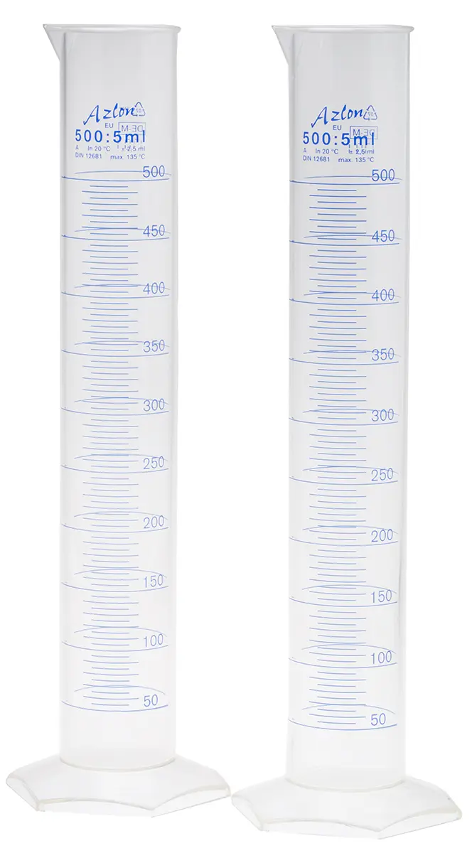 Produktfoto 1 von RS PRO Polymethylpenten Messzylinder, 500ml, L. 360 mm