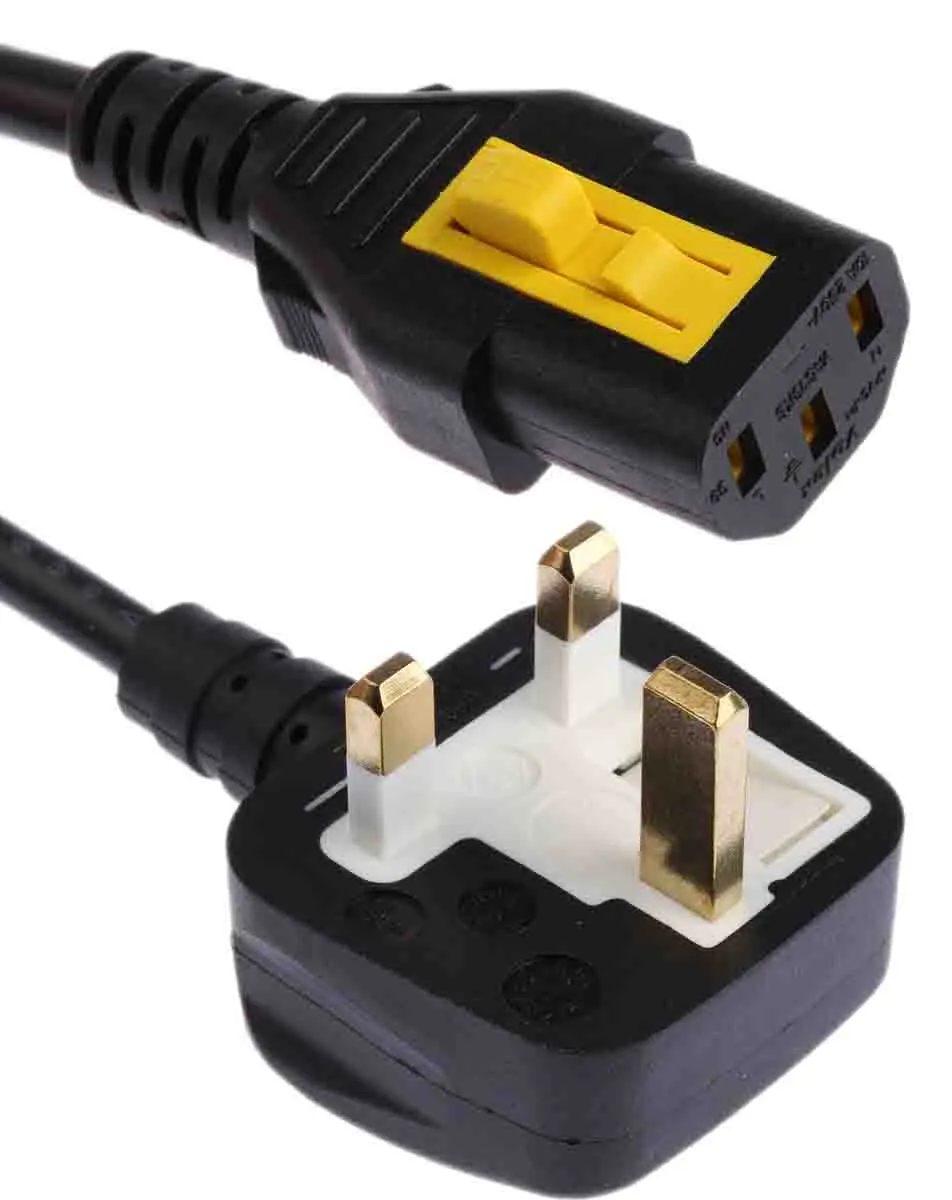 Produktfoto 1 von Schurter Netzkabel, A IEC C13, B BS1363, 2 m Schwarz Polyvinylchlorid, 250 V