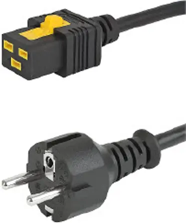 Produktfoto 1 von Schurter Netzkabel, A IEC C19, B CEE 7/7, 2 m Schwarz Polyvinylchlorid