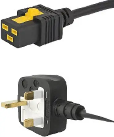 Produktfoto 1 von Schurter Netzkabel, A IEC C19, B BS1363, 2 m Schwarz Polyvinylchlorid, 125V ac, 250 V ac