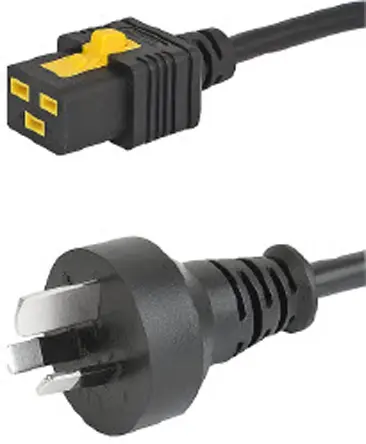Produktfoto 1 von Schurter Netzkabel, A IEC C19, B AS/NZS 3112, 2 m Schwarz Polyvinylchlorid, 250 V