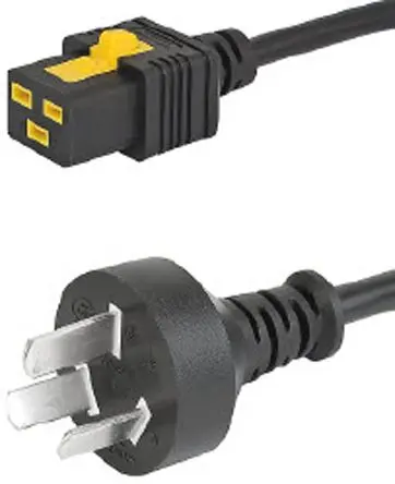 Produktfoto 1 von Schurter Netzkabel, A IEC C19, B Chinesisch GB2099, 2 m Schwarz Polyvinylchlorid, 125V, 250 V