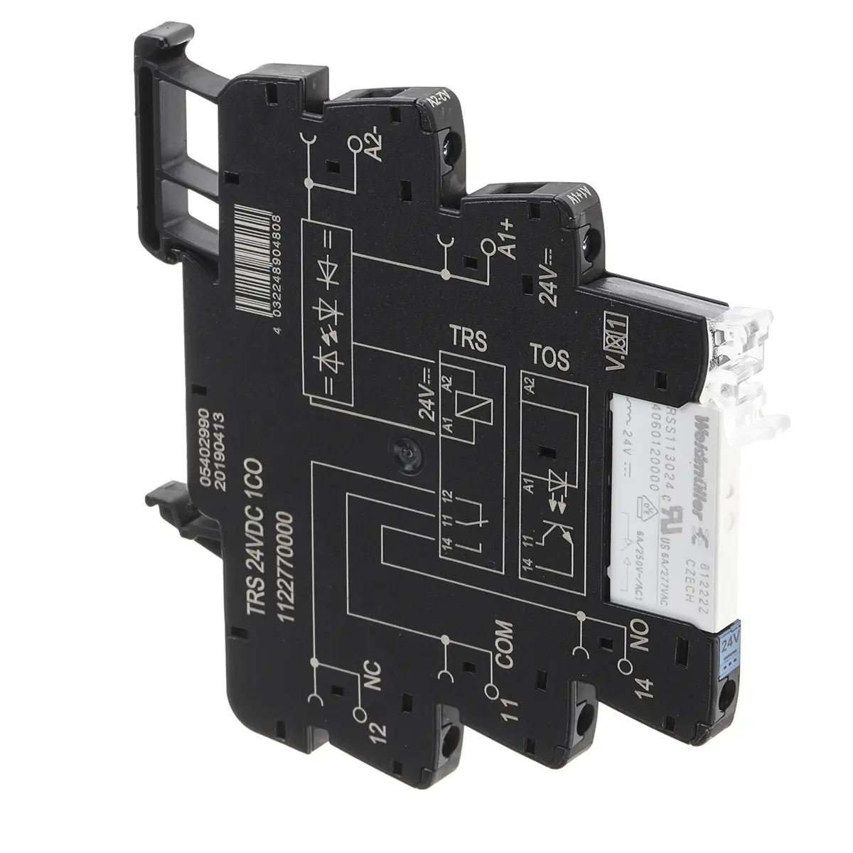 Produktfoto 1 von Weidmuller TRS Interface Relais, 5V / 230V 24V, 1-poliger Wechsler DIN-Schienen 250V ac