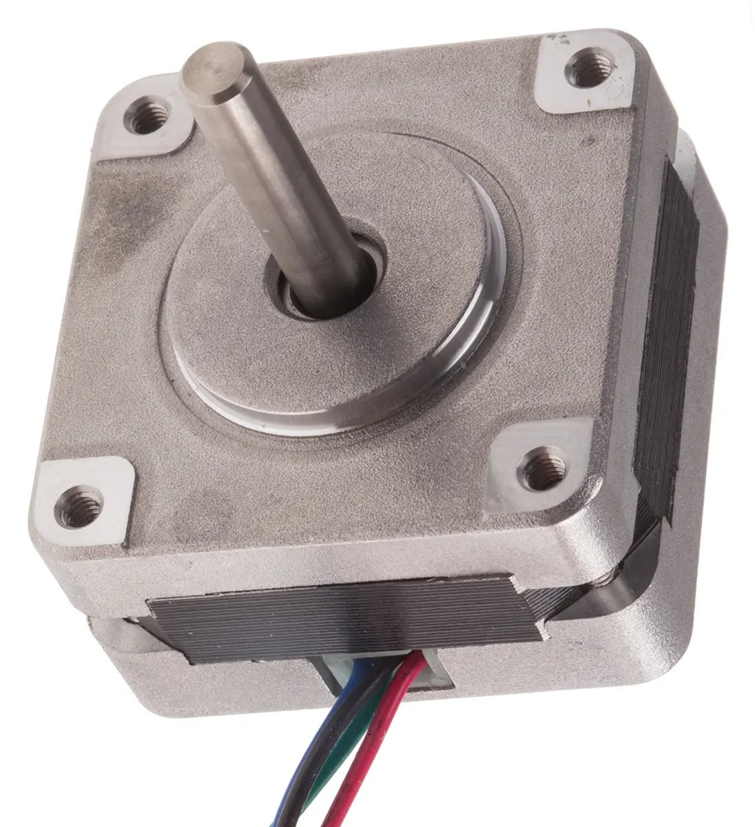 Produktfoto 1 von RS PRO 1.8 ° Schrittmotor 6.5 V / 400 mA 65 mNm, 39.2 x 39.2 mm Wellen-Ø 5 mm