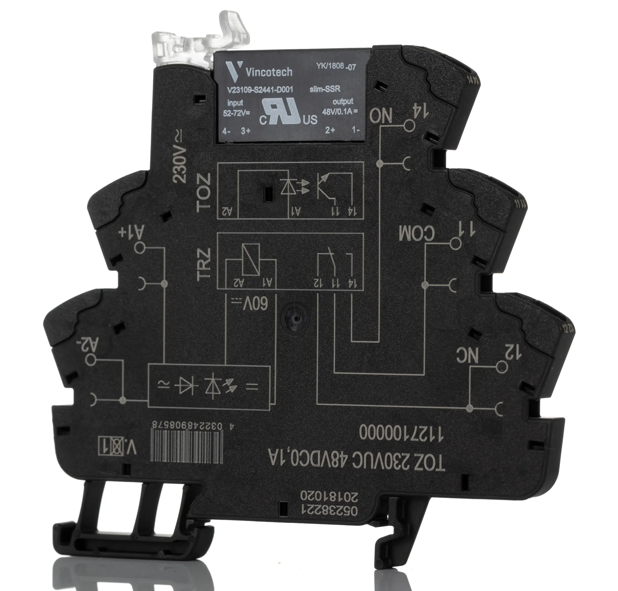 Produktfoto 1 von Weidmuller TOZ Halbleiter-Interfacerelais, 100 mA max., DIN-Schienen / 230 V max. 3.5 mA @ 230 V ac, 3 mA @ 230 V dc