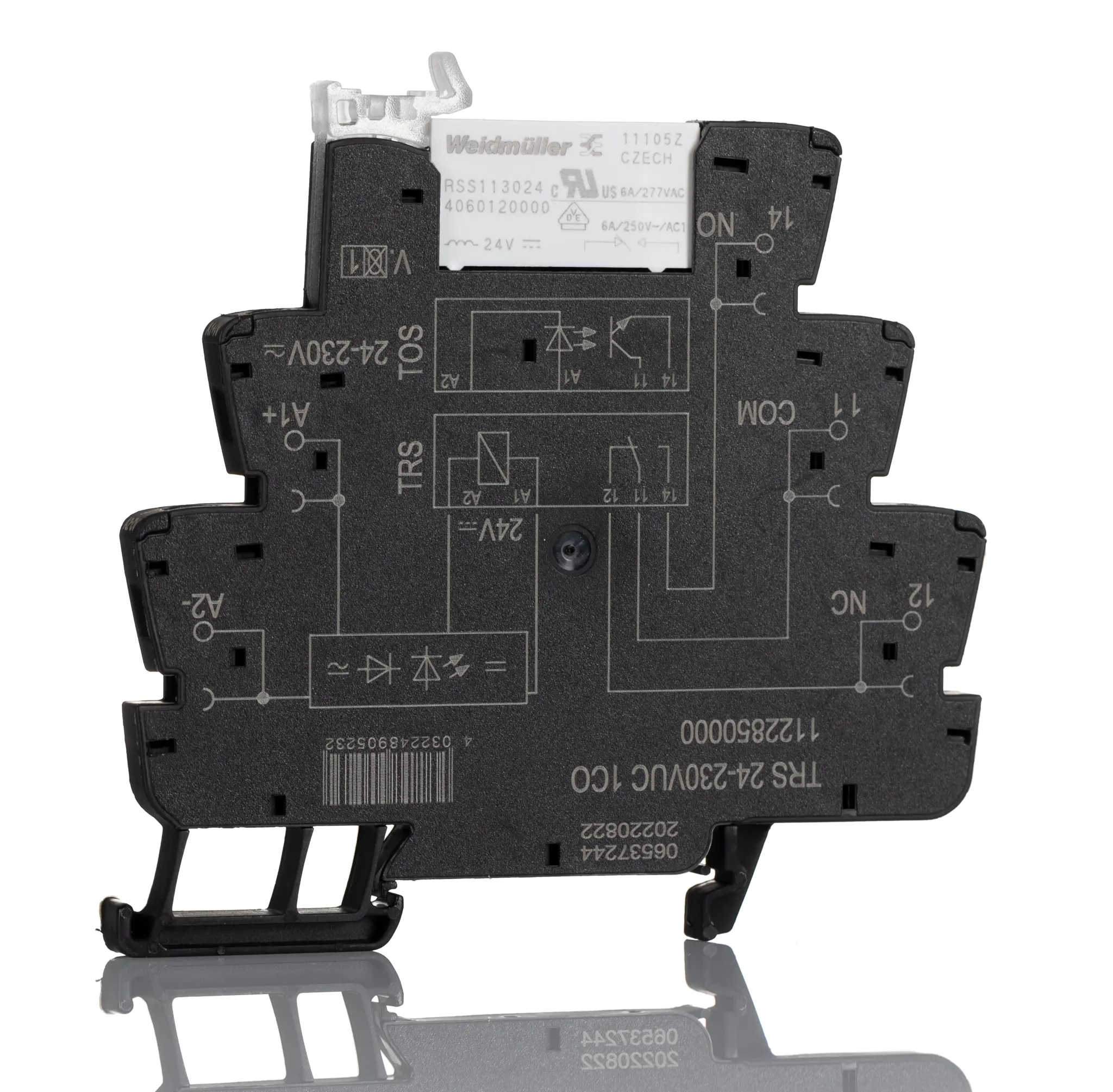 Produktfoto 1 von Weidmuller TRS Interface Relais, 24V ac/dc / 230V ac/dc 24 → 230V ac/dc, 1-poliger Wechsler DIN-Schienen 250V ac