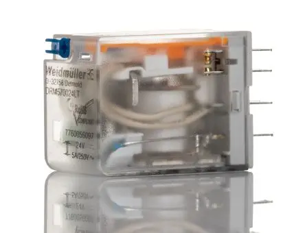 Produktfoto 1 von Weidmüller DRM Leistungsrelais 24V dc Spule 4-poliger Schließer Panel 5A 630 Ω 900 mW