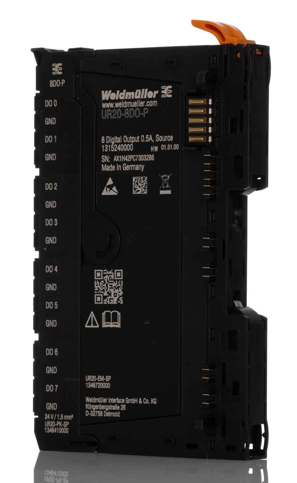 Produktfoto 1 von Weidmuller DIO Remote I/O-Modul Digital Eingang / 8 x  Digital Ausgang 24 V dc 4 A (je Modul), 500 mA (je Kanal)