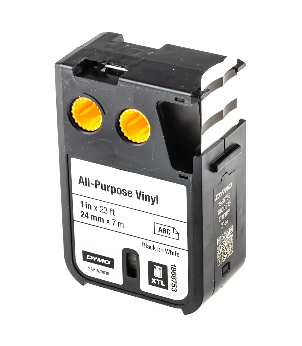 Produktfoto 1 von DYMO Rhino Beschriftungsband Schwarz für XTL 300, XTL 500 auf Weiß