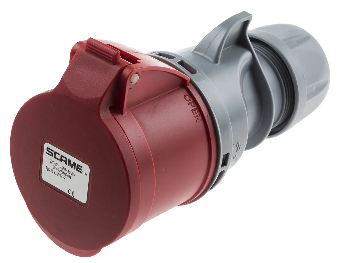 Scame Optima Seven Leistungssteckverbinder Rot, 415V 6P+PE / 32A, Kabel IP44
