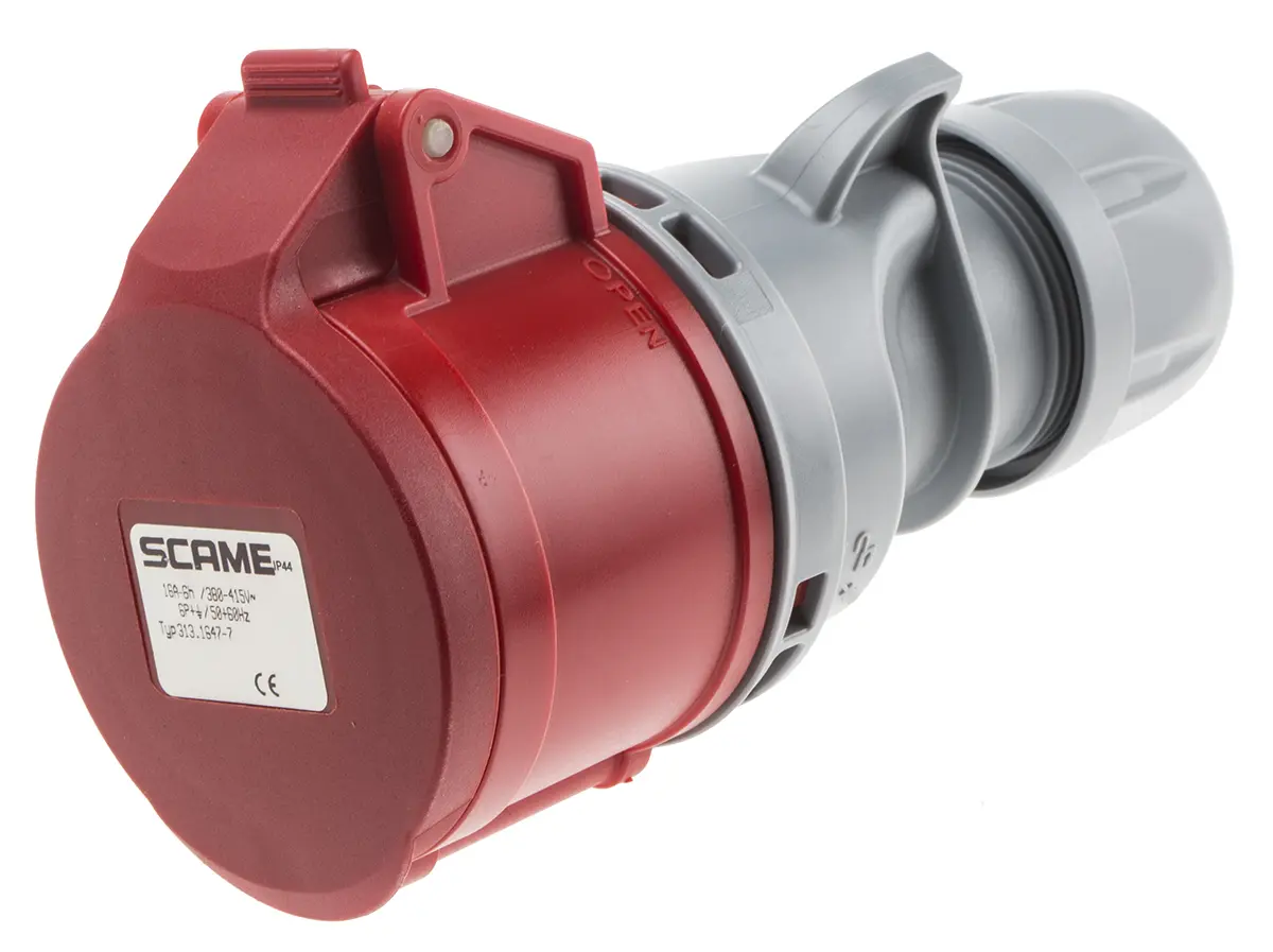 Scame Optima Seven Leistungssteckverbinder Rot, 415V 6P+PE / 16A, Kabel IP44