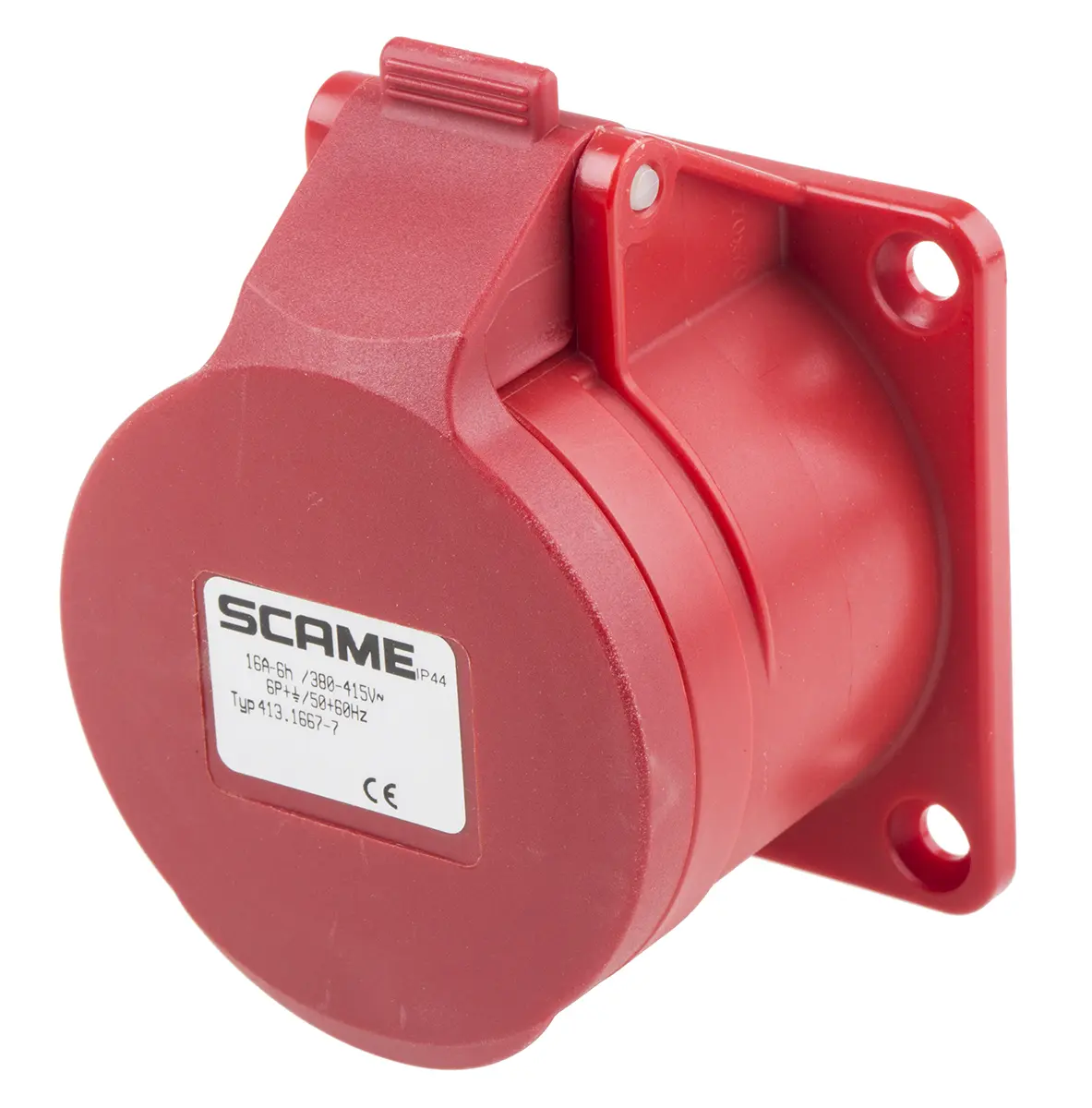 Produktfoto 1 von Scame Optima Leistungssteckverbinder Rot, 415V 6P+PE / 16A, Panel IP44