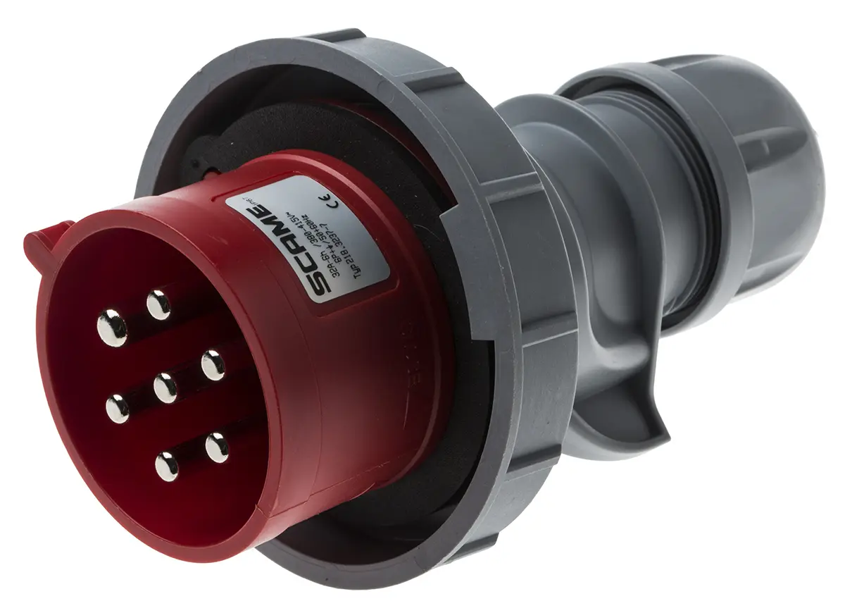 Produktfoto 1 von Scame Optima Seven Leistungssteckverbinder Rot 6P+PE, 415V, Kabel Gerade IP66, IP67 32A