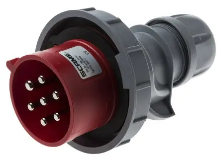 Produktfoto 1 von Scame Optima Seven Leistungssteckverbinder Rot 6P+PE, 415V, Kabel Gerade IP66, IP67 32A