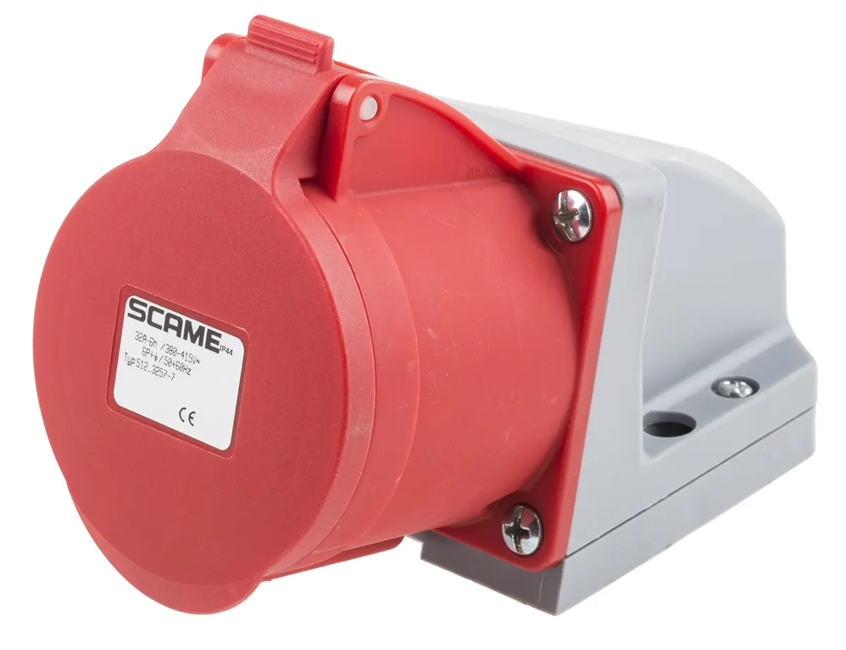 Produktfoto 1 von Scame Optima Leistungssteckverbinder Rot, 415V 6P+PE / 32A, Wand IP44