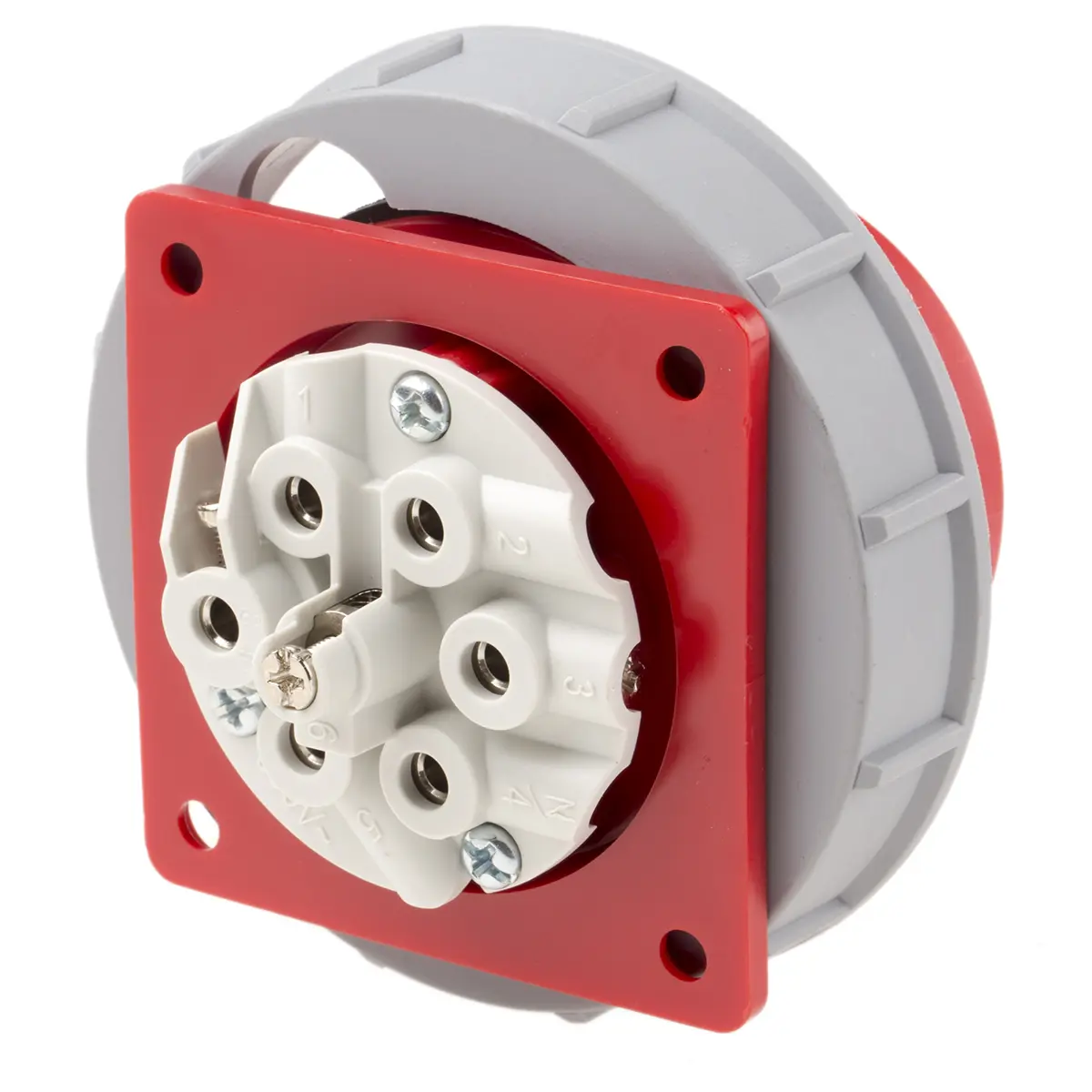 Produktfoto 1 von Scame Optima Seven Industrie-Steckdose Rot, 415V 6P+PE / 32A, Panel IP66, IP67