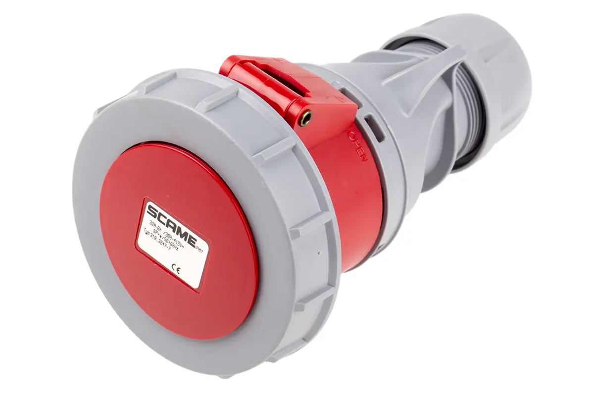 Produktfoto 1 von Scame Optima Seven Leistungssteckverbinder Rot, 415V 6P+PE / 32A, Kabel IP66, IP67