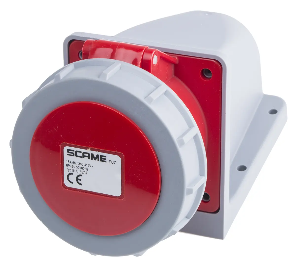 Produktfoto 1 von Scame Optima Leistungssteckverbinder Rot, 415V 6P+PE / 16A, Wand IP67