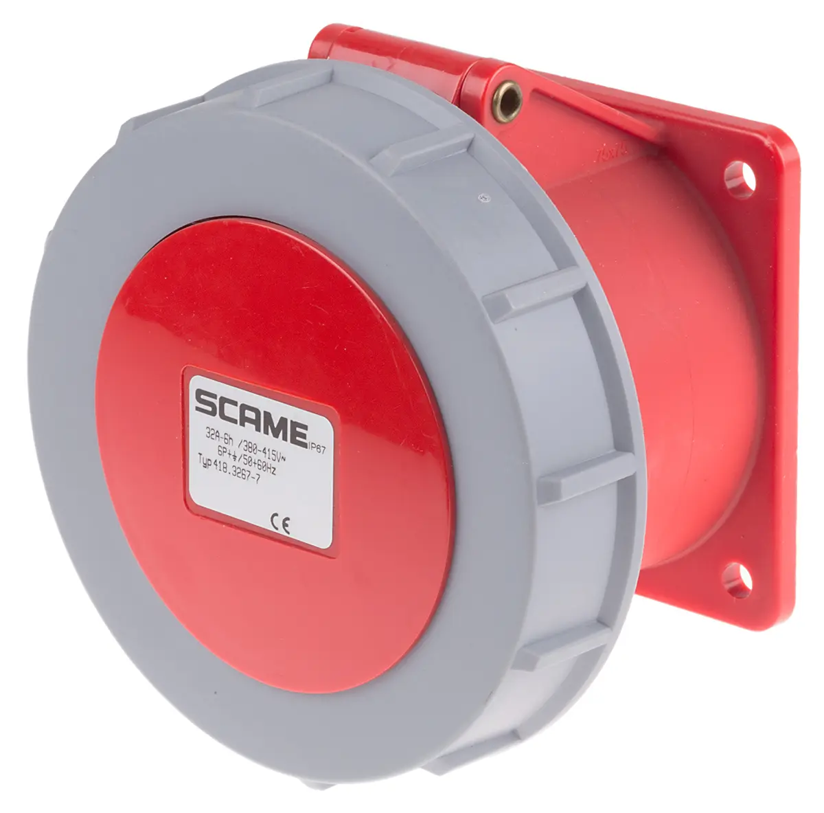 Produktfoto 1 von Scame Optima Leistungssteckverbinder Rot, 415V 6P+PE / 32A, Panel IP67