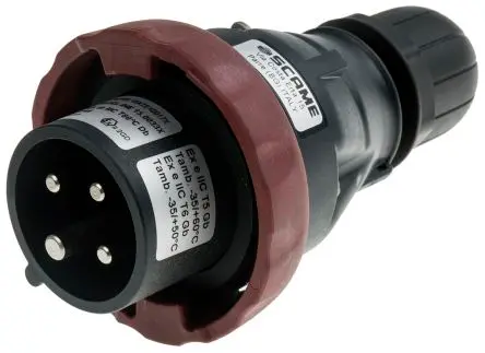 Produktfoto 1 von Scame OPTIMA-EX(GD) Netzstecker Rot 3P+PE, 380V, 415 V, Kabel Gerade IP66, IECEx/ATEX 16A