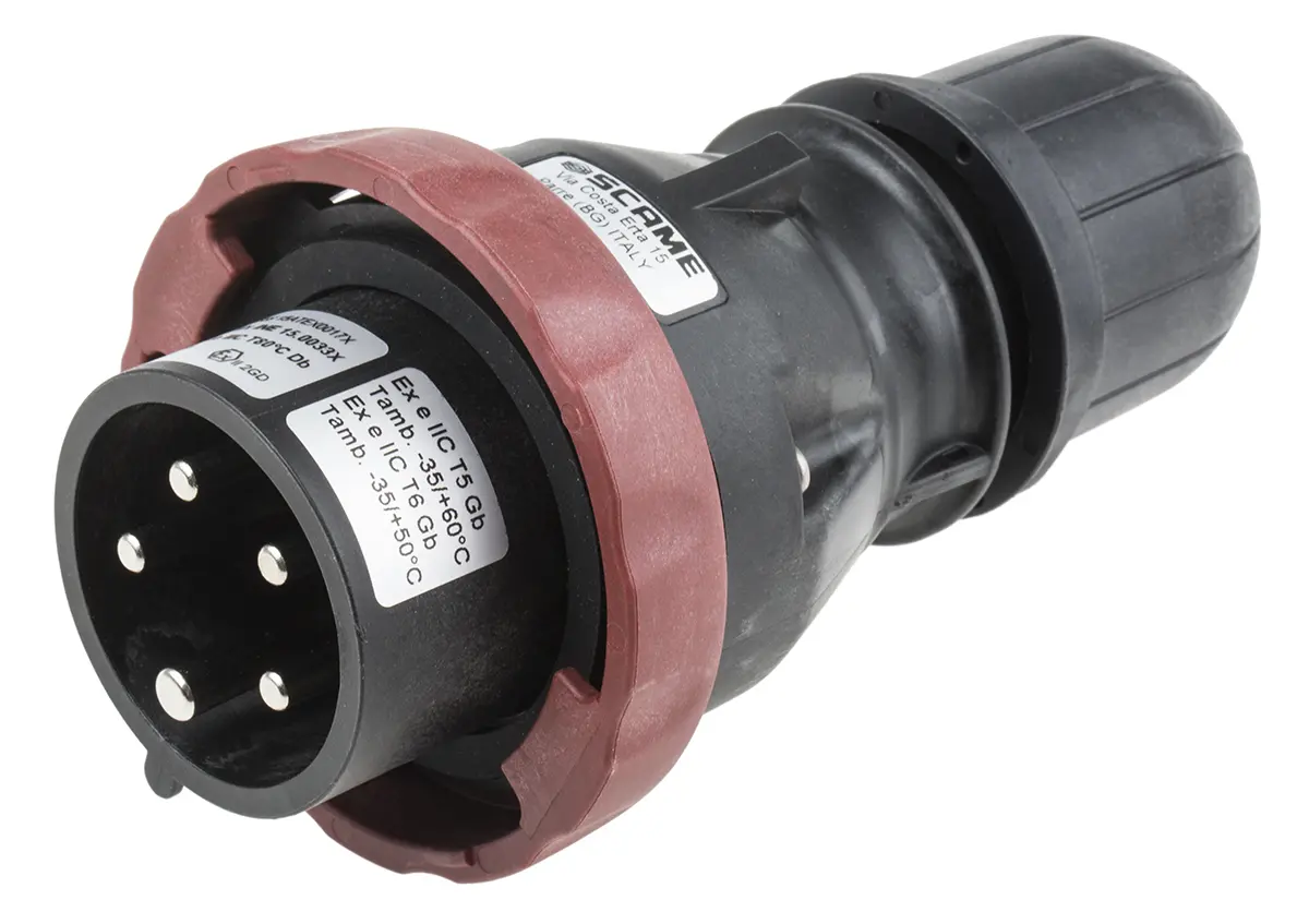 Produktfoto 1 von Scame OPTIMA-EX(GD) Netzstecker Rot 3P+N+PE, 346V, 415 V, Kabel Gerade IP66, IECEx/ATEX 16A