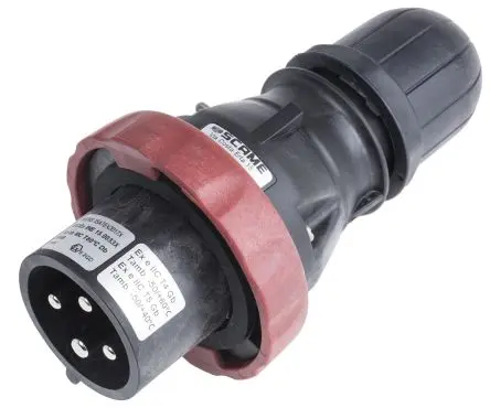 Produktfoto 1 von Scame OPTIMA-EX(GD) Netzstecker Rot 3P+PE, 380V, 415 V, Kabel Gerade IP66, IECEx/ATEX 32A