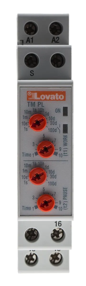 Produktfoto 1 von Lovato TM PL Zeitrelais, DIN-Hutschiene 12 to 240 V dc 12V ac, 240 V ac, 0.1 s to 100 Days, 2 Kont. Multifunktion,
