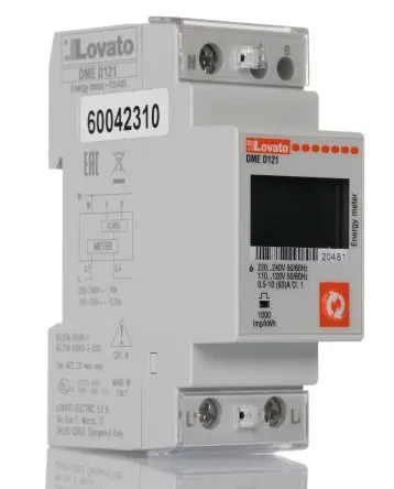 Lovato DME Energiemessgerät LCD 104.7 mm x 35.8 mm Elektronik, 7-stellig / 1-phasig Impulsausgang