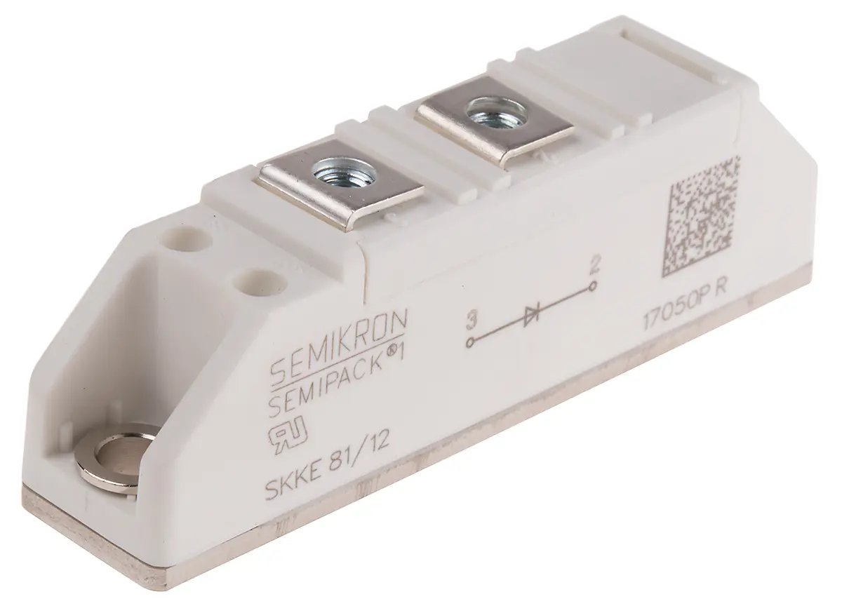 Produktfoto 1 von Semikron Danfoss SKKE 81 Panel Diode Gleichrichterdiode Einfach, 1200 V / 57 A, 2-Pin SEMIPACK1