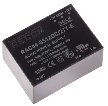 Produktfoto 1 von Recom RAC04-C/277 Schaltnetzteil 1 12V dc 4 W, Oberfläche 264V ac