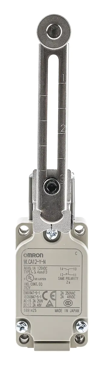 Produktfoto 1 von Omron WL Endschalter, Rollenhebel, SPST, Schließer/Öffner, IP 67, Aluminium, 10A Anschluss M20