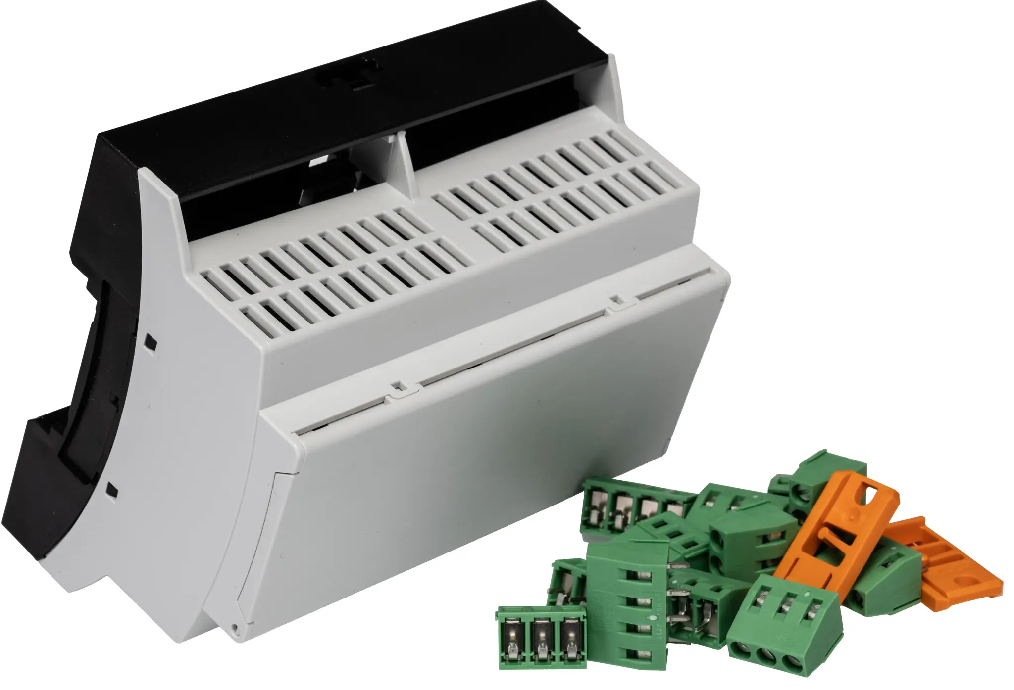 Produktfoto 1 von Phoenix Contact Elektronikgehäuse, Geh.Mat. Polycarbonat 62.2 mm, Gehäuse 89.7 mm, Hellgrau, Belüftet 107.6 mm, Serie BC