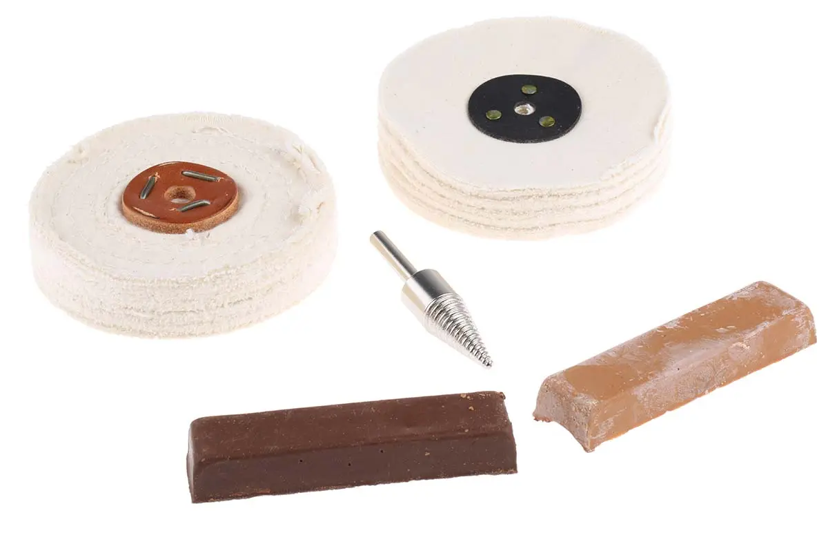 Produktfoto 1 von RS PRO Kunststoff-Poliersatz Anwend.f. Polierkit für Kunststoff und Bakelit ,enth. 100 mm x 2-teilige harte