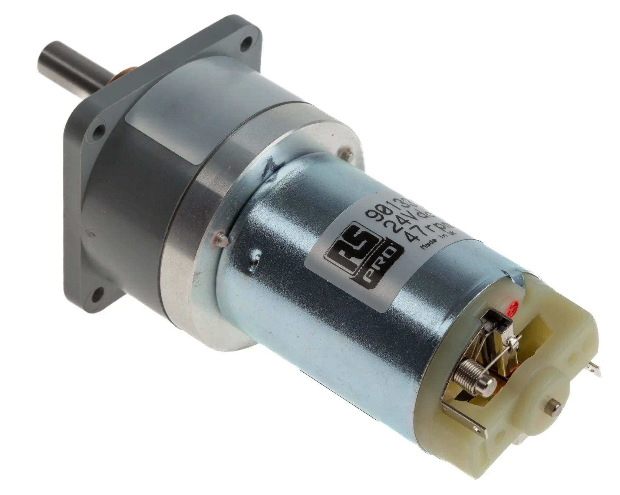 RS PRO Bürsten-Getriebemotor DC-Getriebemotor bis 30 Ncm 100:1, 24 V / 4.033 W, 47 rpm, Wellen-Ø 6 mm, 38 mm x 73.7 mm x