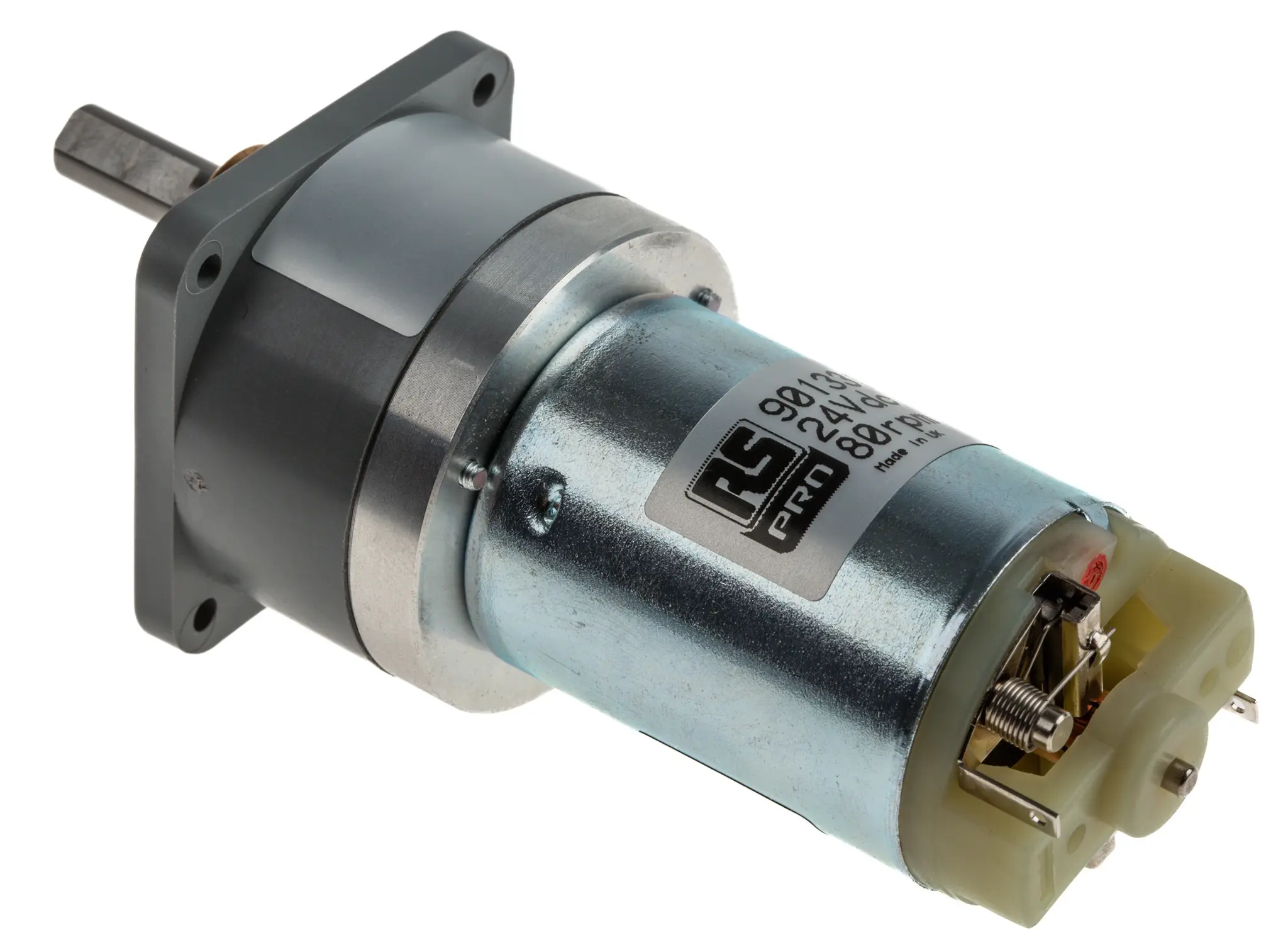 RS PRO Bürsten-Getriebemotor DC-Getriebemotor bis 20 Ncm 60:1, 24 V / 4.022 W, 80 rpm, Wellen-Ø 6 mm, 38 mm x 73.7 mm x