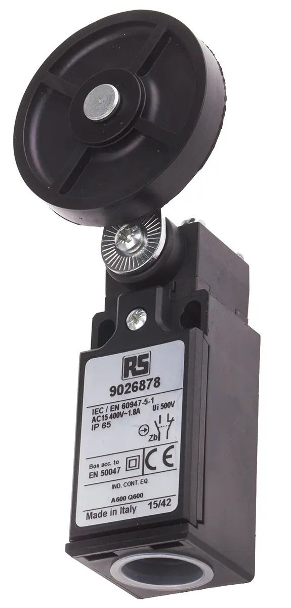 Produktfoto 1 von RS PRO Endschalter, Rollenhebel, DPST, Schließer/Öffner, IP 65, Glasfaserverstärkter Thermoplast, 10A Anschluss Kabel