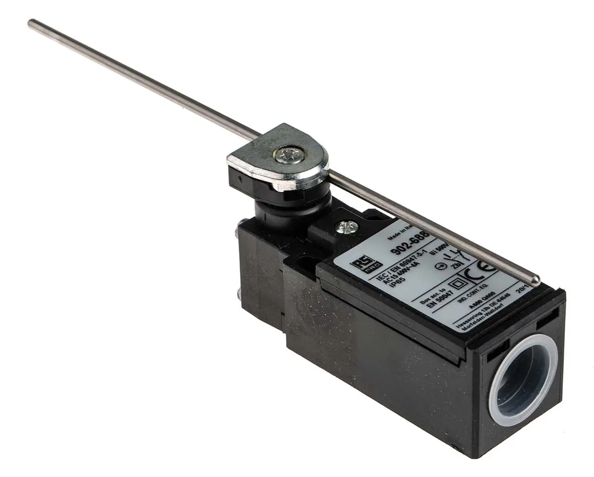 Produktfoto 1 von RS PRO Endschalter, Stab, DPST, Schließer/Öffner, IP 65, Glasfaserverstärkter Thermoplast, 10A Anschluss Kabel