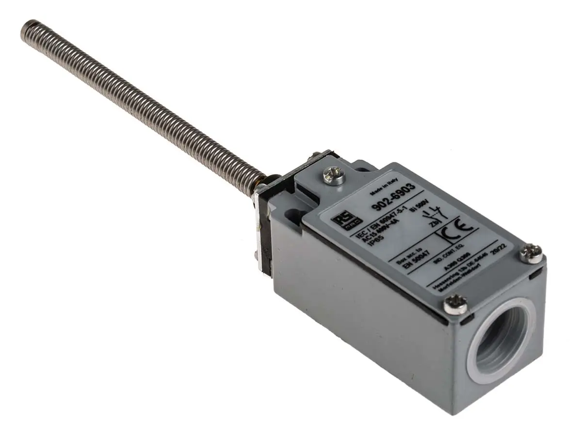 Produktfoto 1 von RS PRO Endschalter, Spulenfeder, DPST, Schließer/Öffner, IP 66, Zinklegierung, 10A Anschluss Kabel