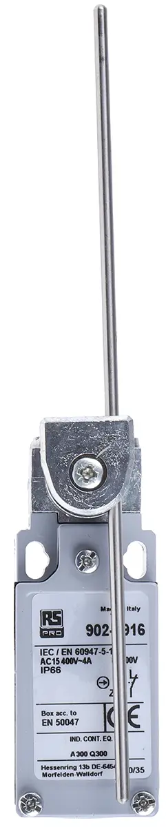 Produktfoto 1 von RS PRO Endschalter, Stab, DPST, Schließer/Öffner, IP 66, Zinklegierung, 10A Anschluss Kabel