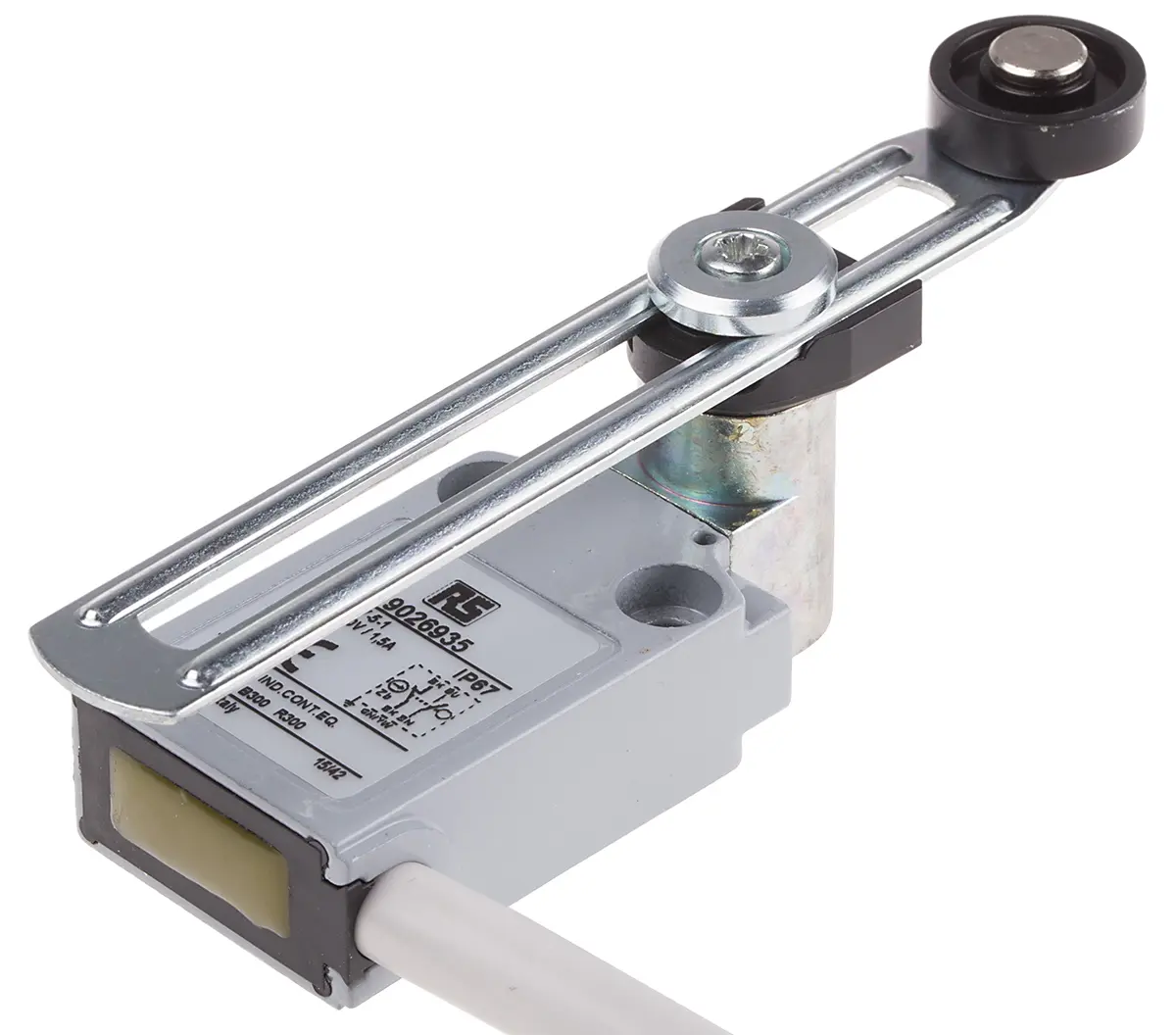 Produktfoto 1 von RS PRO Endschalter, Rollhebel verstellbar, DPST, Schließer/Öffner, IP 67, Zinkdruckguss, 5A Anschluss Kabel